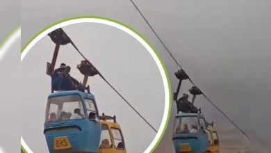 2 men sat on the roof of the Ropeway trolley there was a stir