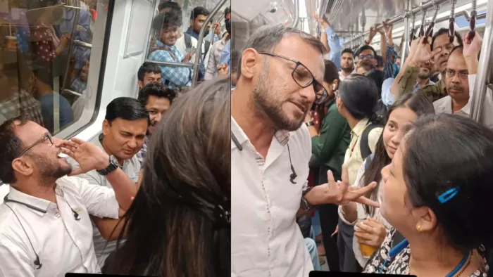 Brother will go viral … After 9 to 5 posts, men’s condition in Metro! Watch the person’s video -a man struggle with women in Delhi Metro near Janakpuri West and Video -Viral on Social Media