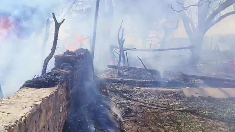 Fierce fire in three houses in Karuli, all the goods including two goats burned to ashes