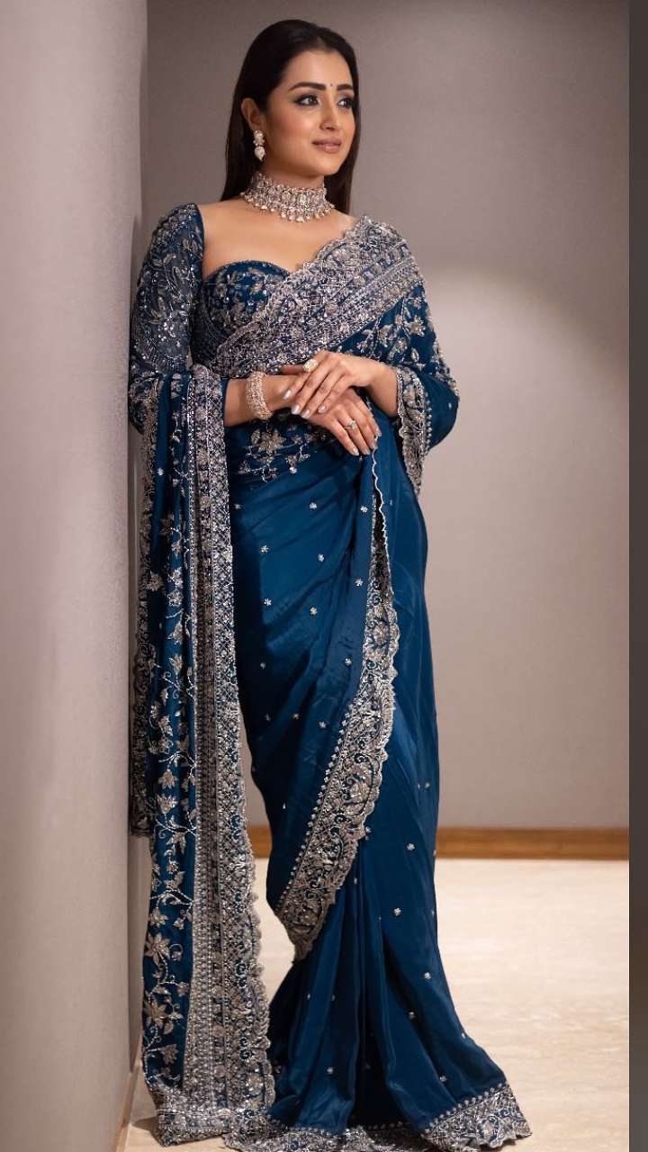 Thin girls will look hot if you wear Trisha’s royal Saris