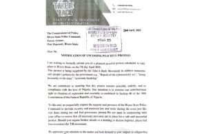 RIVERS STATE PROTEST: TAKE-IT-BACK Movement claims Nigerian police protection on April 7