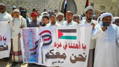 حضرموت.. وقفة تضامنية مع غزة في تريم تدعو لإيقاف جرائم الإبادة الجماعية بحق الفلسطينيين