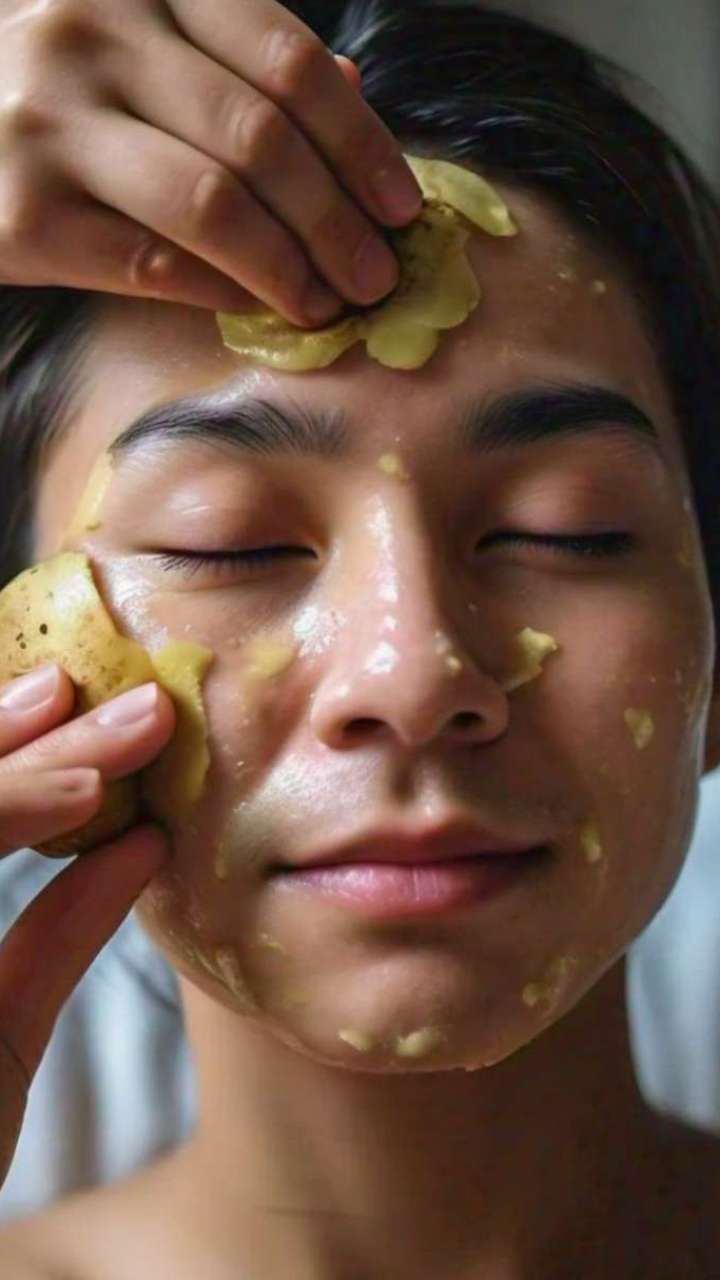 What happens by rubbing potatoes on the face?