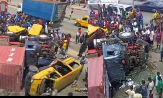 40 feet container falls on vehicles on Lagos Expressway if one dies, five others injured