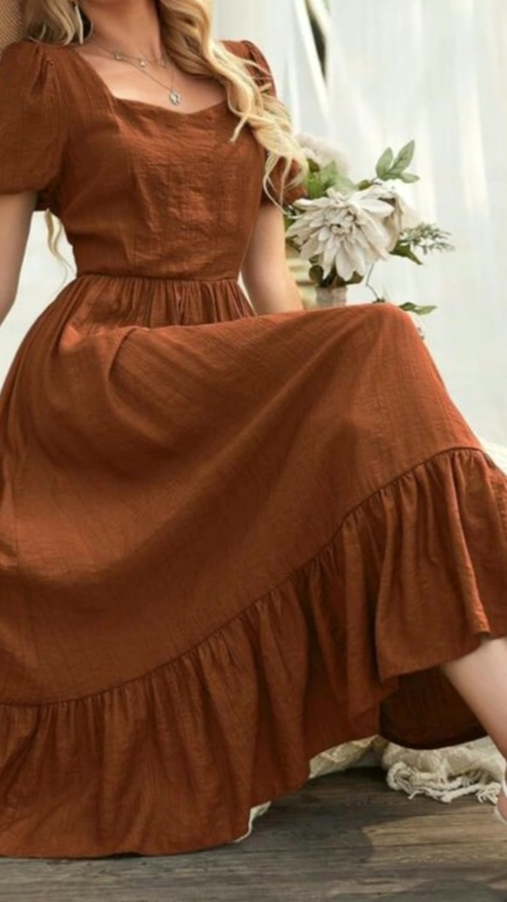 I am super obsessed with the brown color. #dress #longdress #churchdress #fyp … – ryan