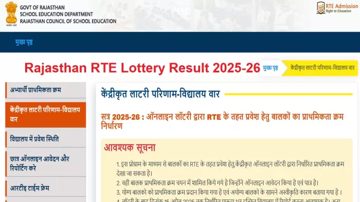 Rajasthan Rte Lottery Result: Rajasthan RTE Admission 2025-26 Lotto result released, see the direct link here. Look here at the direct link that gives here