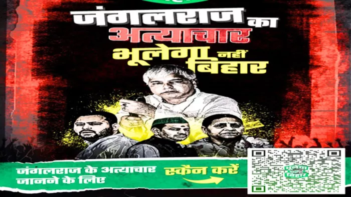 Bihar Politics: Who will not forget ‘Bihar’ posters on the streets of Patna? Scan scan will open the truth – posters war in Patna for RJD Jungle Raj with QR code Lalu Yadav Tejashwi Yadav