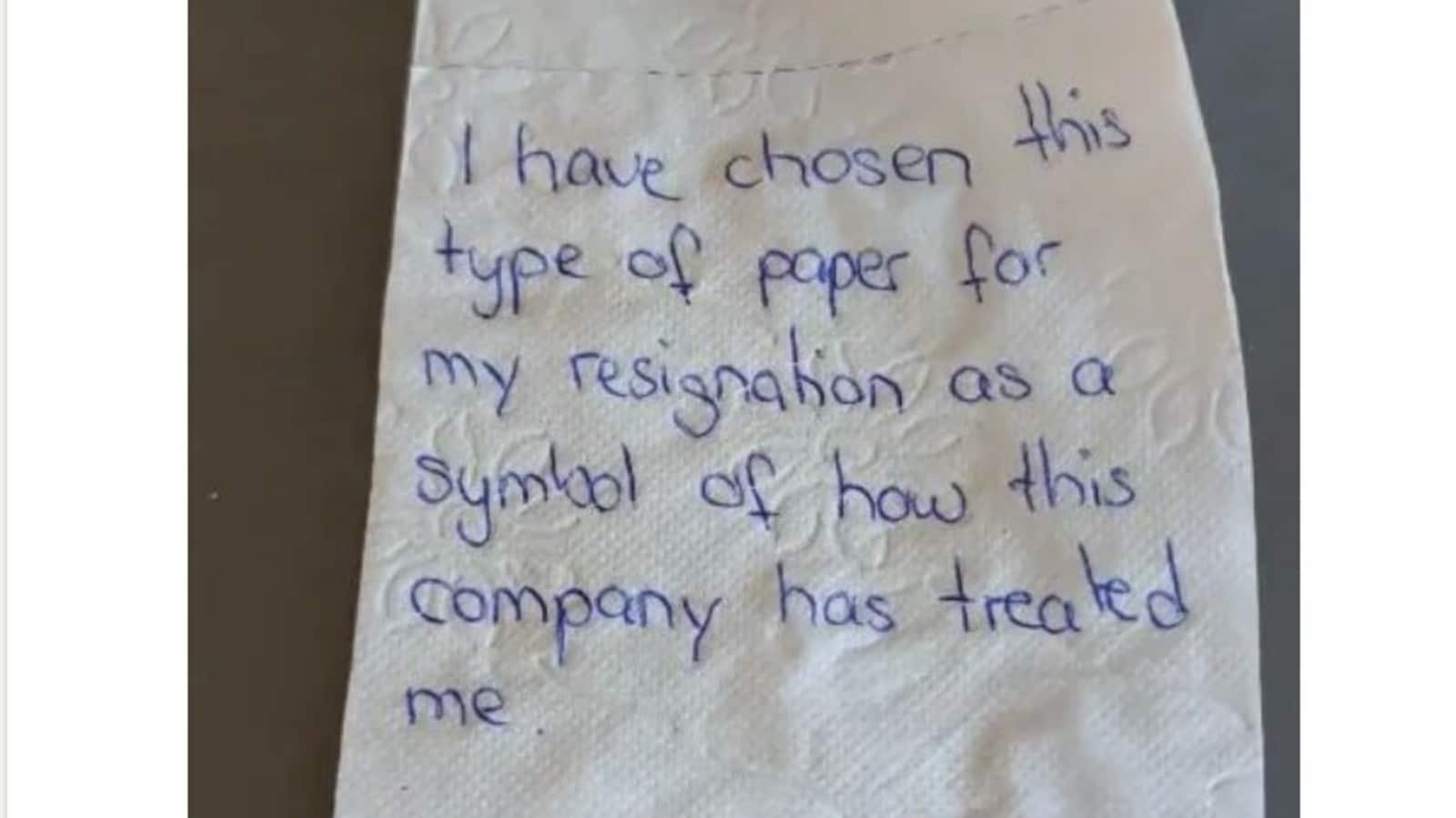 ‘Toilet paper’ resignation letter from women’s worker in Singapore Sparks Viral debate on toxic work culture | Today news