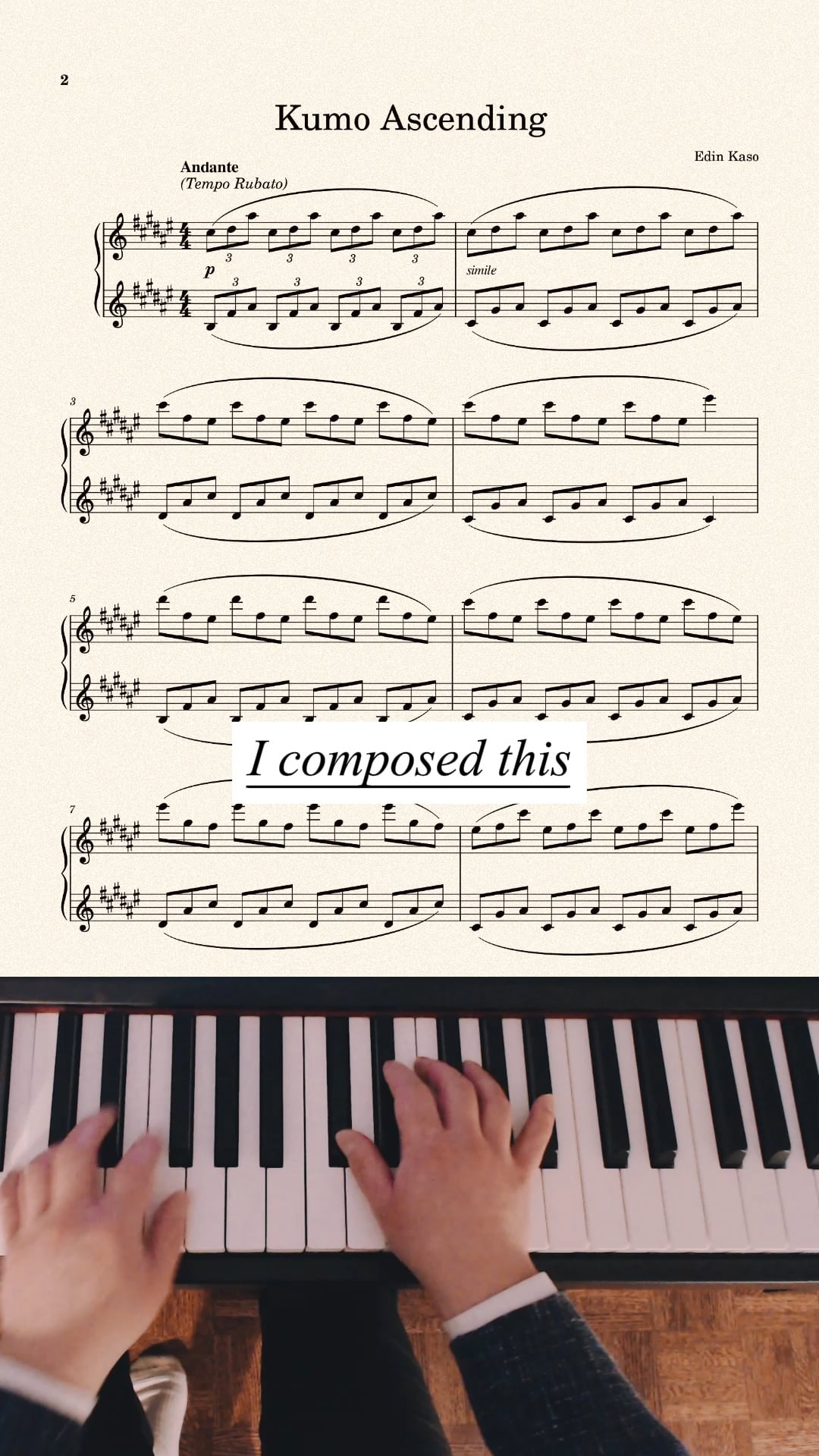 Playing a simple piano piece I wrote ~ Wanted to convey drifting through the clouds – ryan