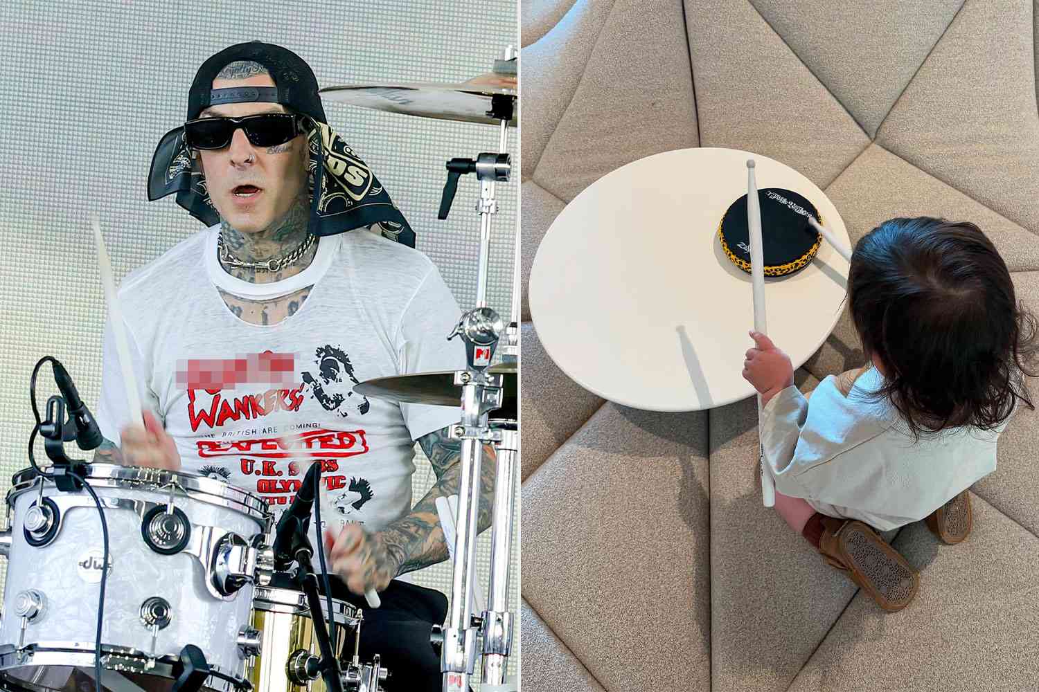 Travis Barker, Kourtney Kardashian’s Son Practices Drums at Coachella 2025 – ryan