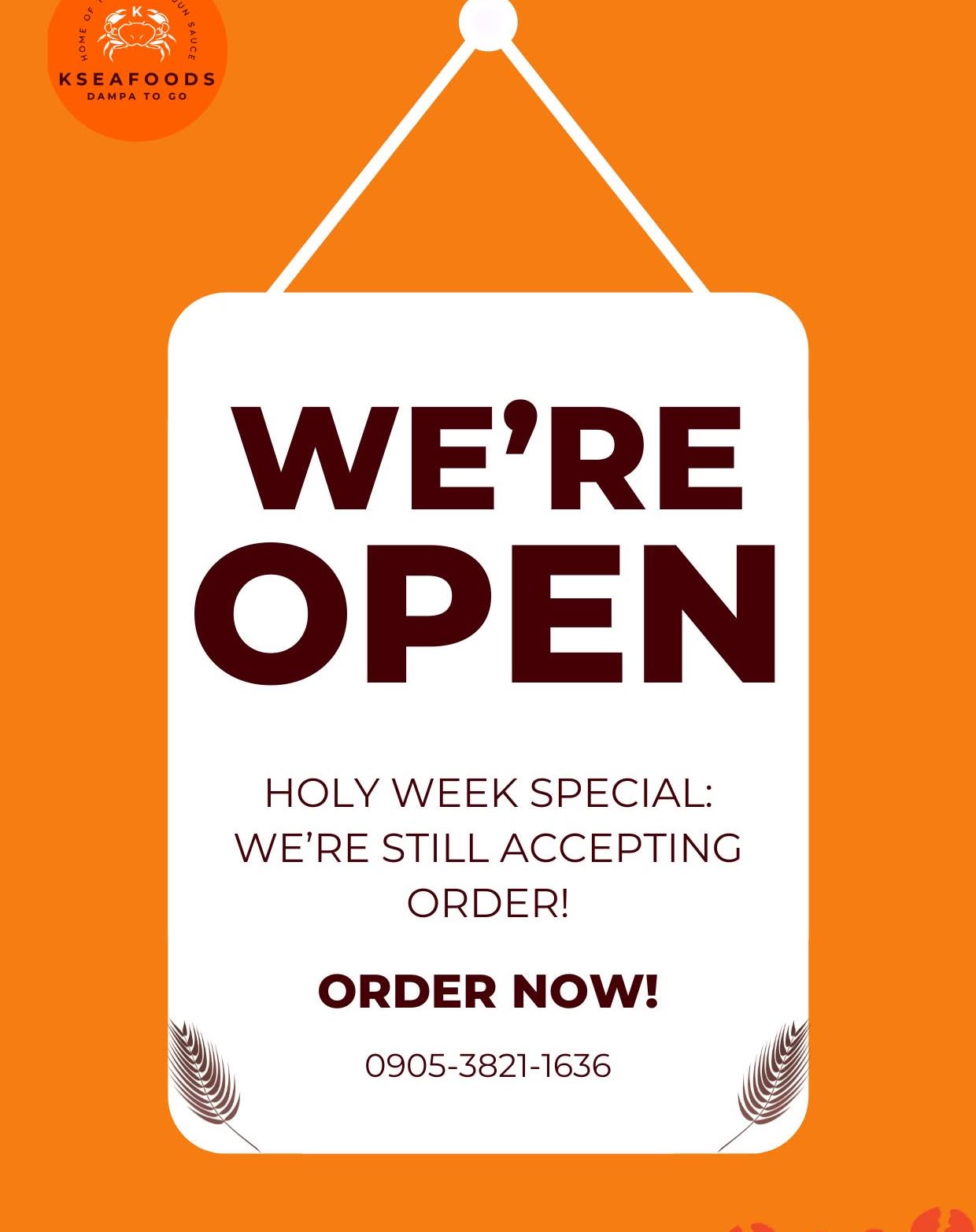 ANNOUNCEMENT We are still accepting orders this Holy Week! Place your orders … – ryan
