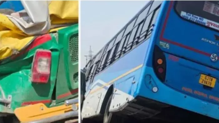 Gujarat: A major accident in Patan, bus hit Rickshaw strongly; Five people are dead – Gujarat big accident in Patan Sami Radhanpur Highway Bus bots bots with Rickshaw five people die