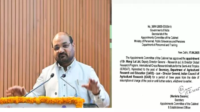 Lal jat becomes Director General of the Indian Council of Agricultural Research, Center issued a notice -ML Jatcame the Director General of ICAR