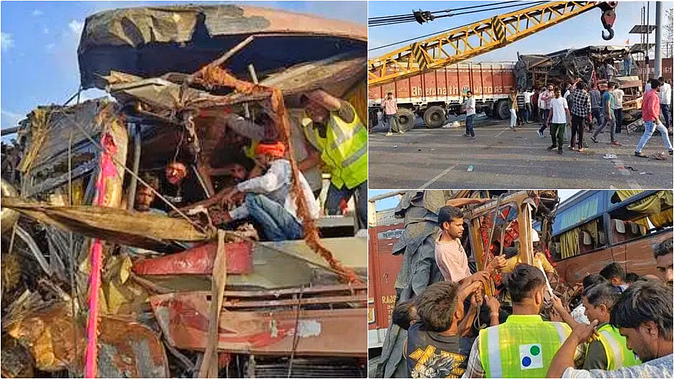 In Rajsamand, there was a tremendous clash of the buses and trucks of the baratis, the bus crushed, 37 injured