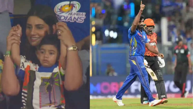 MI vs SRH: ‘Little Bumrah’ has reached the ground to rejoice Jassi, the places with wife Sanjana Ganashan