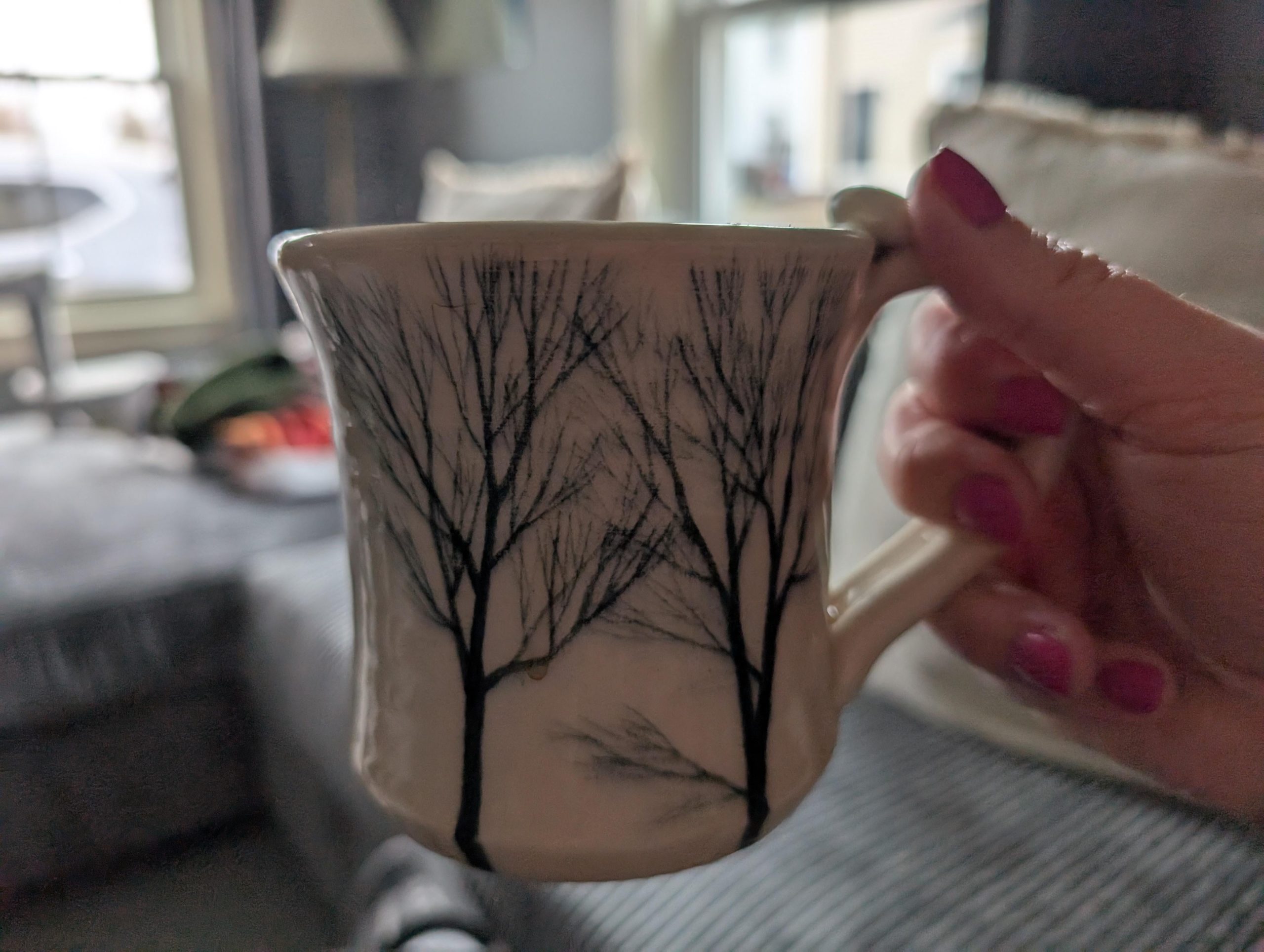 My mom bought this for me 17 years ago from a local pottery shop and I have used it daily for coffee and tea since. – ryan