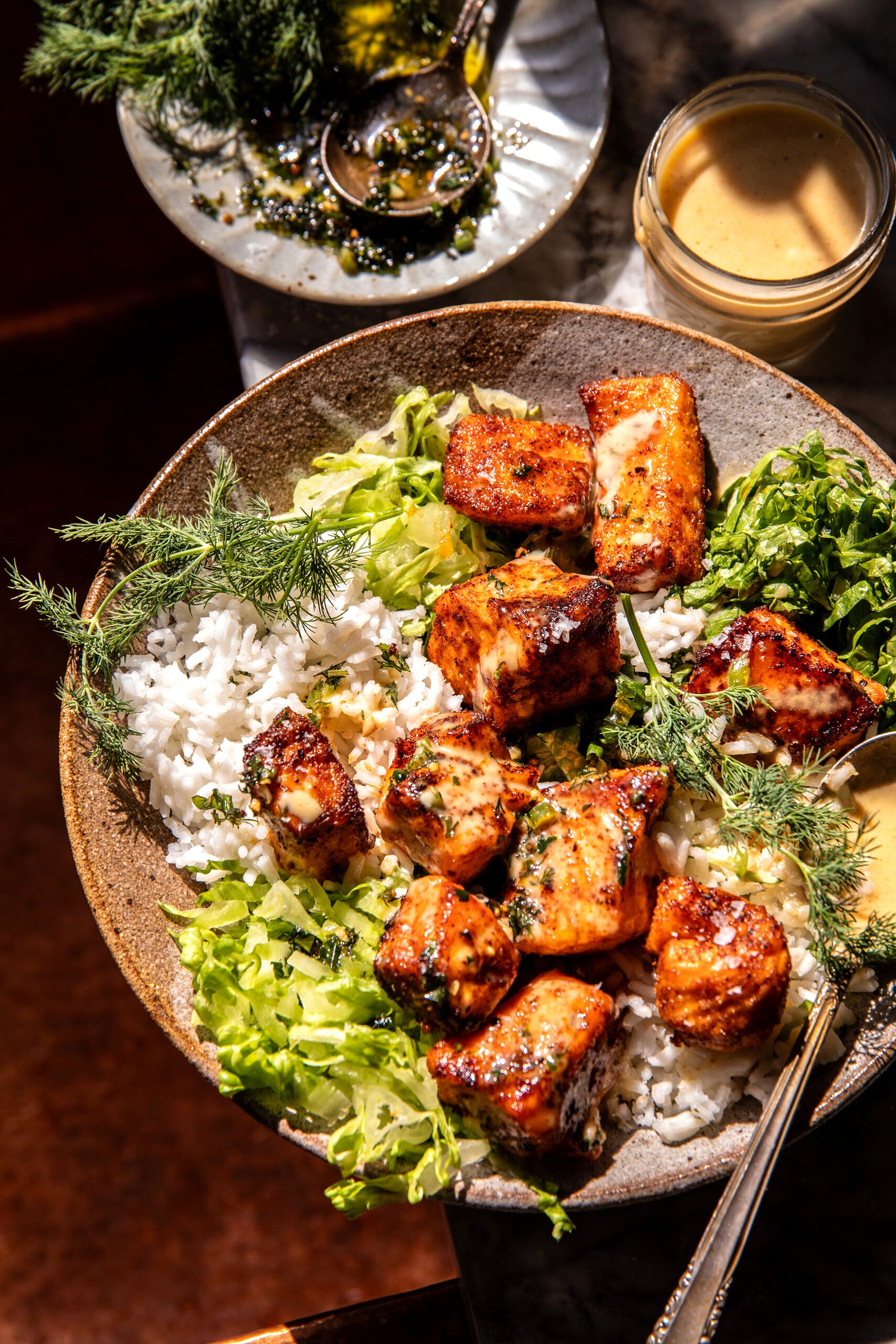Spicy Honey Mustard Salmon Bowls. – ryan