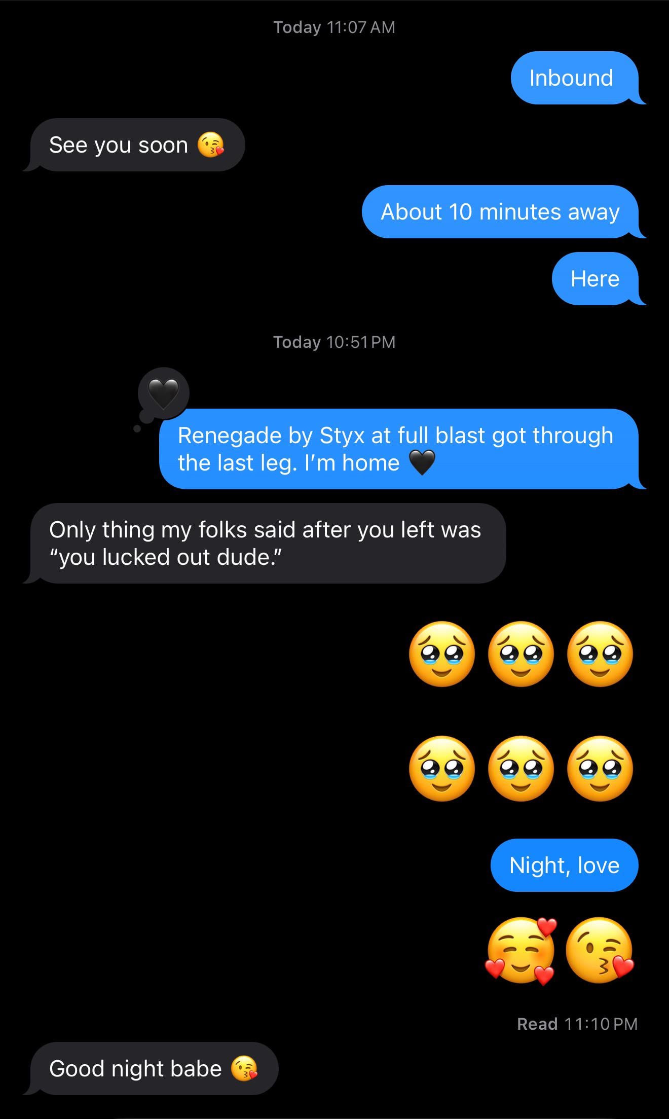 I with my boyfriend’s parents today and I was incredibly nervous, but they were wholesome, child, and welcoming. I asked him to let me know what they said after I left.