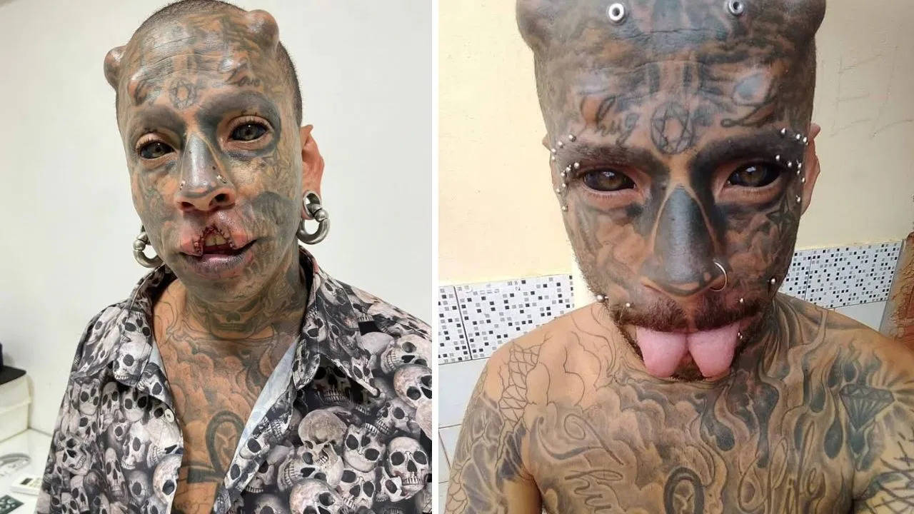 The rage to become ‘live devil’! Horn on the head, cut the tongue and lips