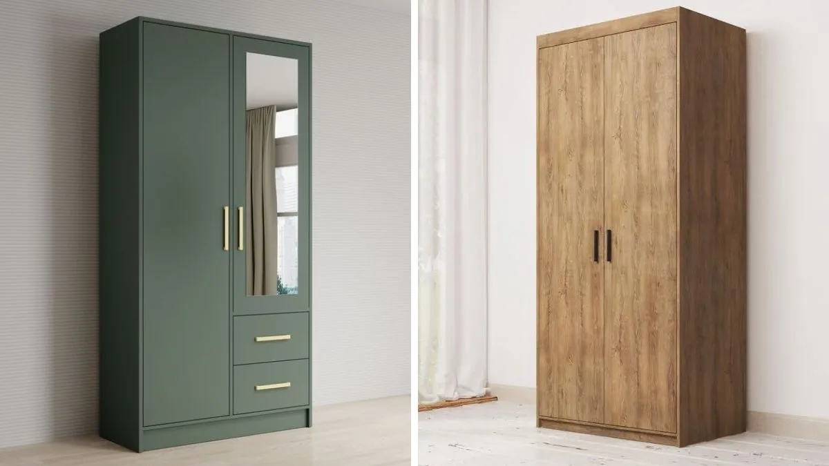 Best Wood Almirah Design: With mirror and multiple storage space
