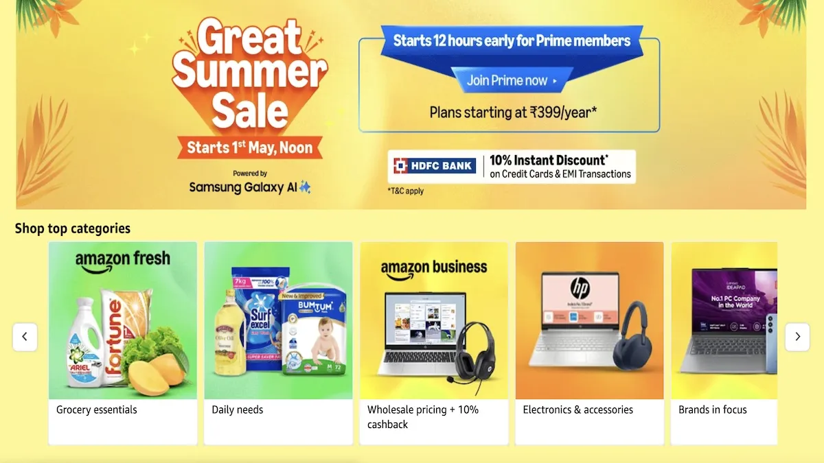 10 Amazon Great Summer Sale Presentations: BeginDate 1 May 2025, at 12 afternoon