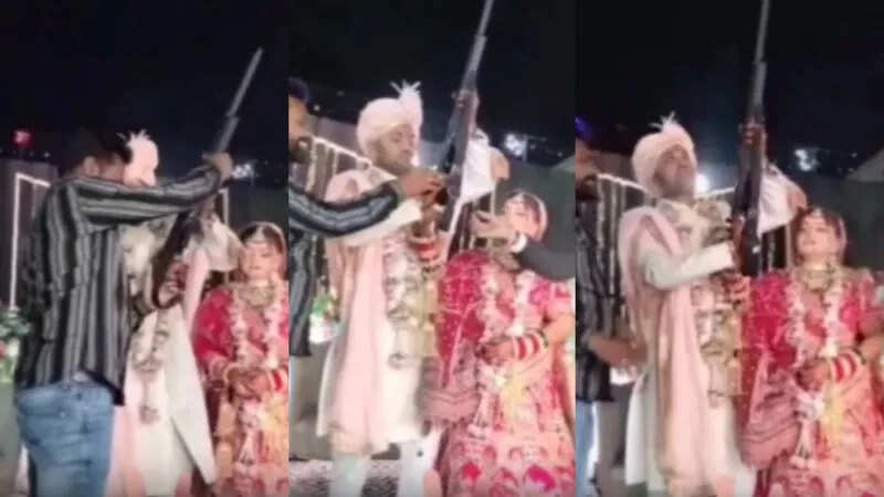 The bride and groom fired bullets during the wedding, viral video created a Rukus