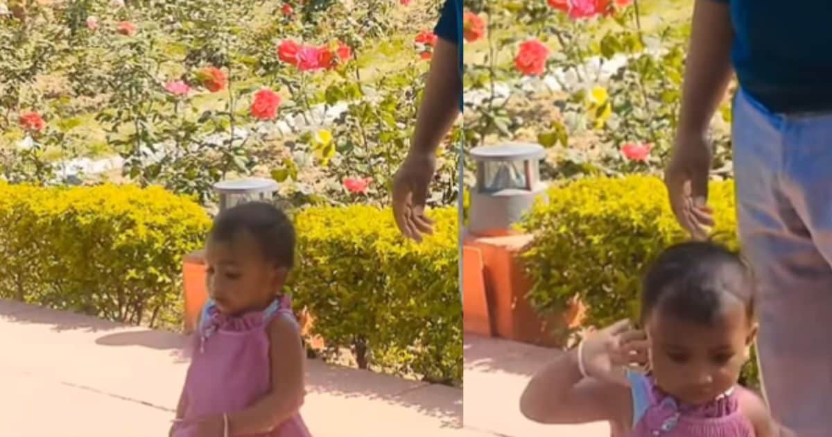 Small feet do not stay on the ground but when he sees the army the reaction of this girl will make you cry