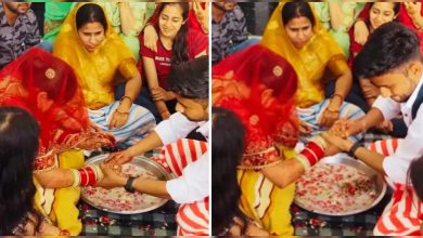The ritual of ‘Finding the Ring’ was going on, the groom did such work after the wedding ….
