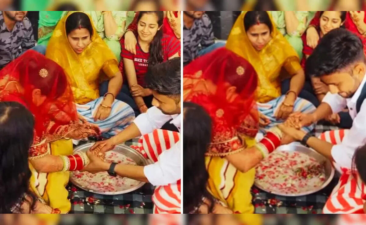 The ritual of ‘Finding the Ring’ was going on, the groom did such work after the wedding ….