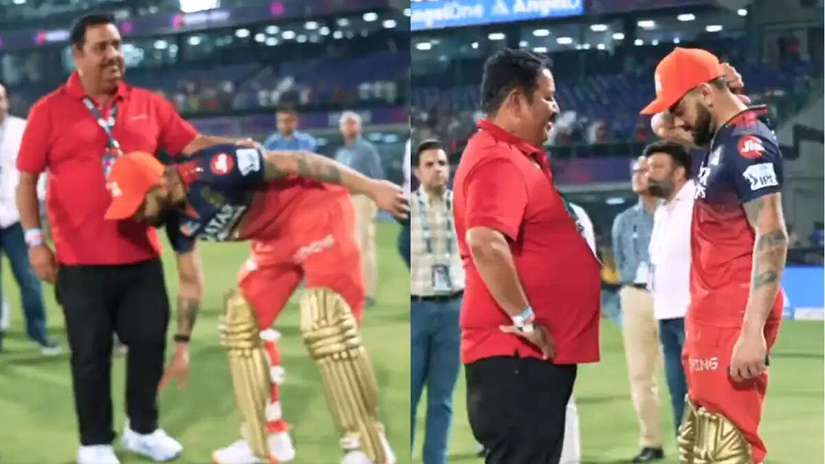 Virat Kohli meets his child coach Rajkumar Sharma, touches his feet, video viral