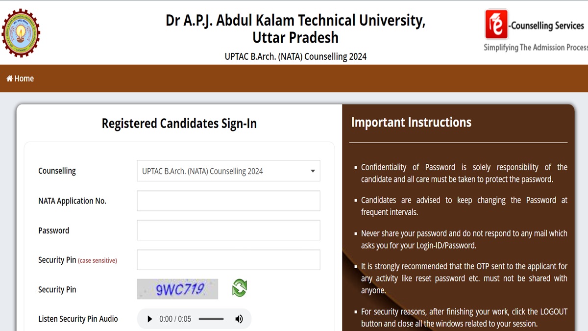 Uptac Counseling 2024: Barch Round 1 Seat Assign result, Download at Uptac.admissions.nic.in