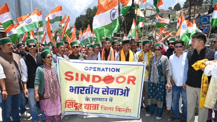 The BJP leader, Jairam Thakur – Shimla News Tirang Yatra in Kinnaur led by Jairam Thakur, looks at the rocks with the Indian army.