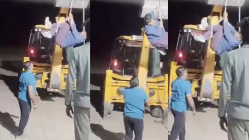 The person beaten by hanging upside down to JCB, a video of Mafia -Hooliganism in Rajasthan Viral, raised the congress questions