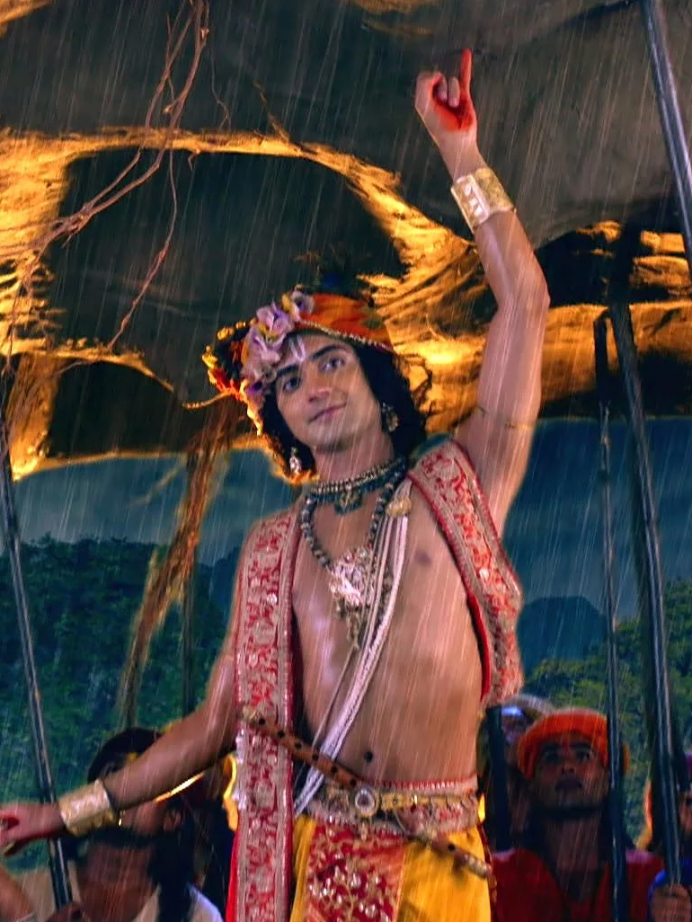 Why did Krishna pick up the mountain on the small finger?