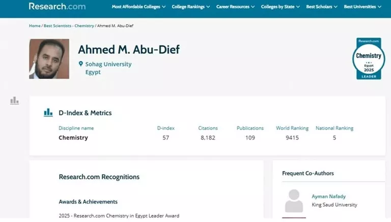Professor at Sohag University won the Leadership Award in Chemistry 2025 – ryan