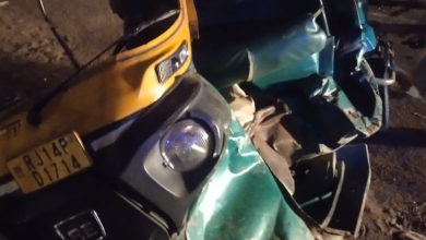 Bus and Car collision on Jaipur-Agra Road, see two people injured in video