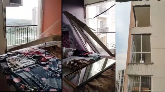NEIDA NEWS: In JP Aman Society, more than 40 apartments and windows have been uprooted, questions that arose about construction in viral video – JP Aman Society storm exposed poor construction quality Windows Break