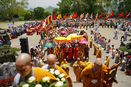 Fans paid tribute to the holy remains of Lord Buddha on the left day pagode of Vietnam