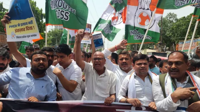 Politics quickly on muzaffarpur rape case, the congress staged a hindrance; Wanted resignation – Patna News Youth Congress Protests Muzaffarpur Criminal Case demands ministers resignation