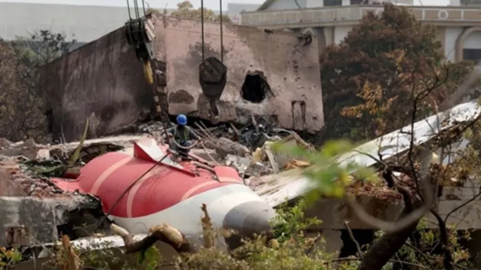 The walls were burned, the doorwindows became as … Ahmedabad aircraft crash left the devastation marks -Ahmedabad -Aircraft Crash Impact on the building in the interior of the medical college charged walls