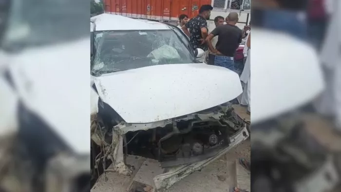 Rewari car accident: car collided with flystone under construction, the opening of airbags survived – NCR Rewari News Swift Car Account