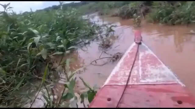 Breathing video! The young man entered the dam with a boat between crocodiles, then the spirit will tremble after seeing what happened