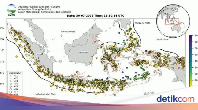 BMKG record 3,375 earthquakes in Indonesia during July 2025