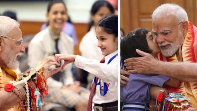 PM Modi celebrated the Rakshabandhan festival with schoolchildren, see beautiful look at the video