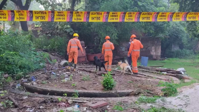 Behind Humayun’s grave Dargah Sharif Pattar Fell Fell Fell Shah’s wall, six people died after being buried in ruins – Humayuns Tomb Dome shower in Delhi rescue operation