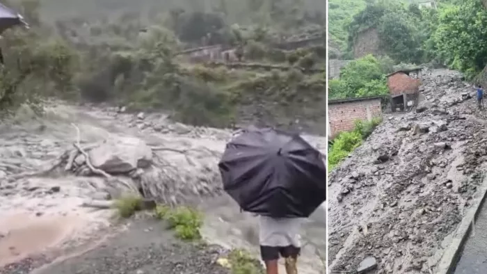 Chamba Cloudburst: Cloudburst in the new area, devastation, four bridges and vehicles flow, creepy video