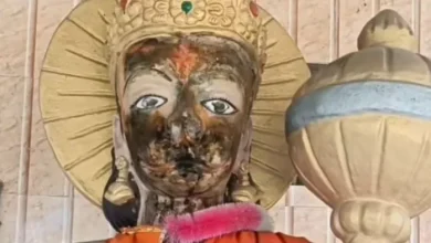 In Kangra, ominous elements placed granddaughter on the idol of Panchrukhi Hanuman Ji, great anger among the local population – Hiamchal Pradesh Kangra Lord Hanuman Idol who was defiled in the Panchrukhi Lakhdata Temple Police