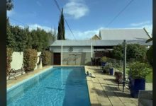 Optical illusion: Find the two sneaking cats in this pool portray in the backyard