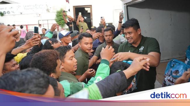 Bobby Nasution shared hundreds of food packages to Ojol drivers in Medan