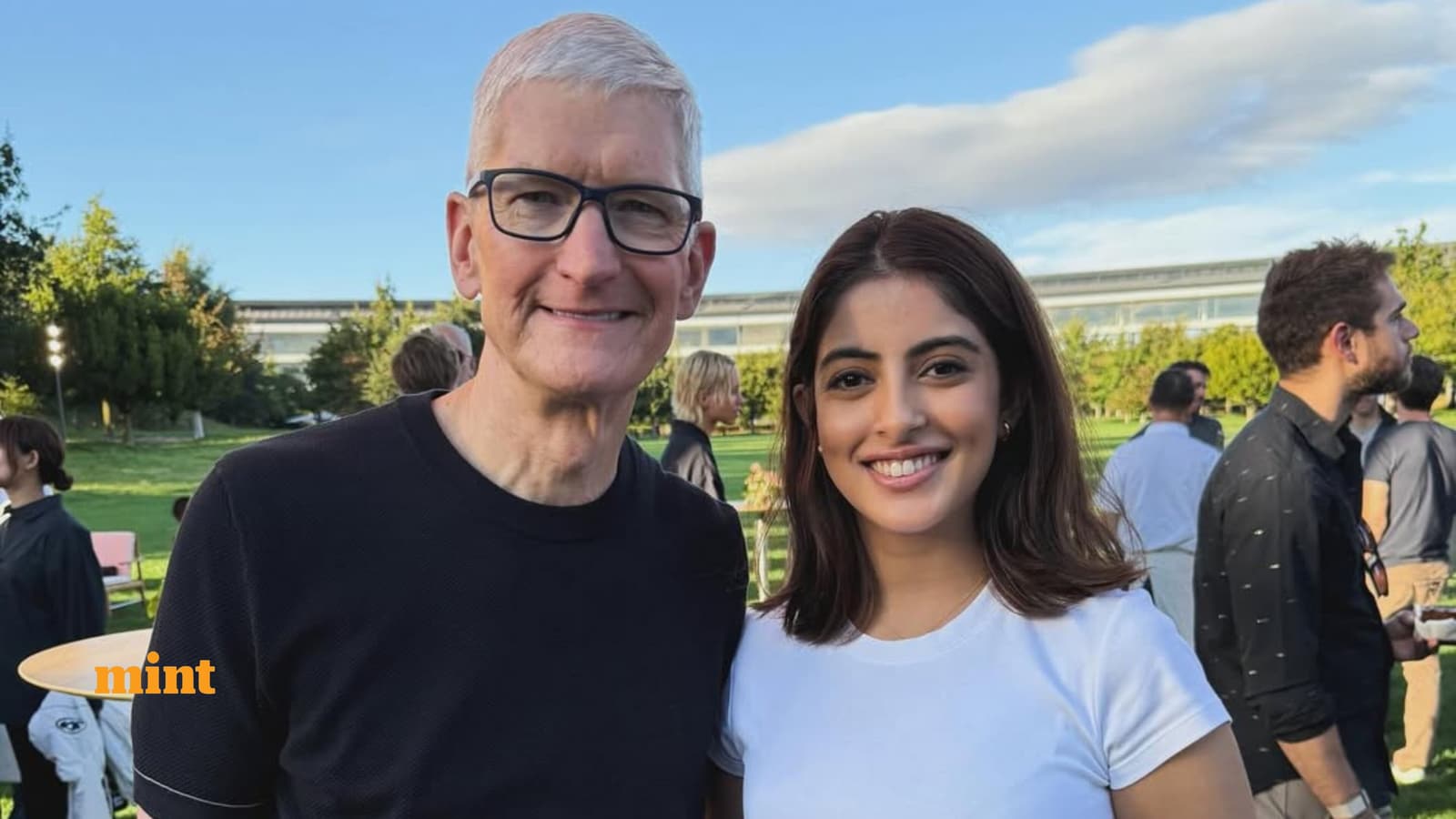 Navya Nanda poses with Apple CEO Tim Cook before launching the iPhone 17 series; Social media question her ‘credentials’